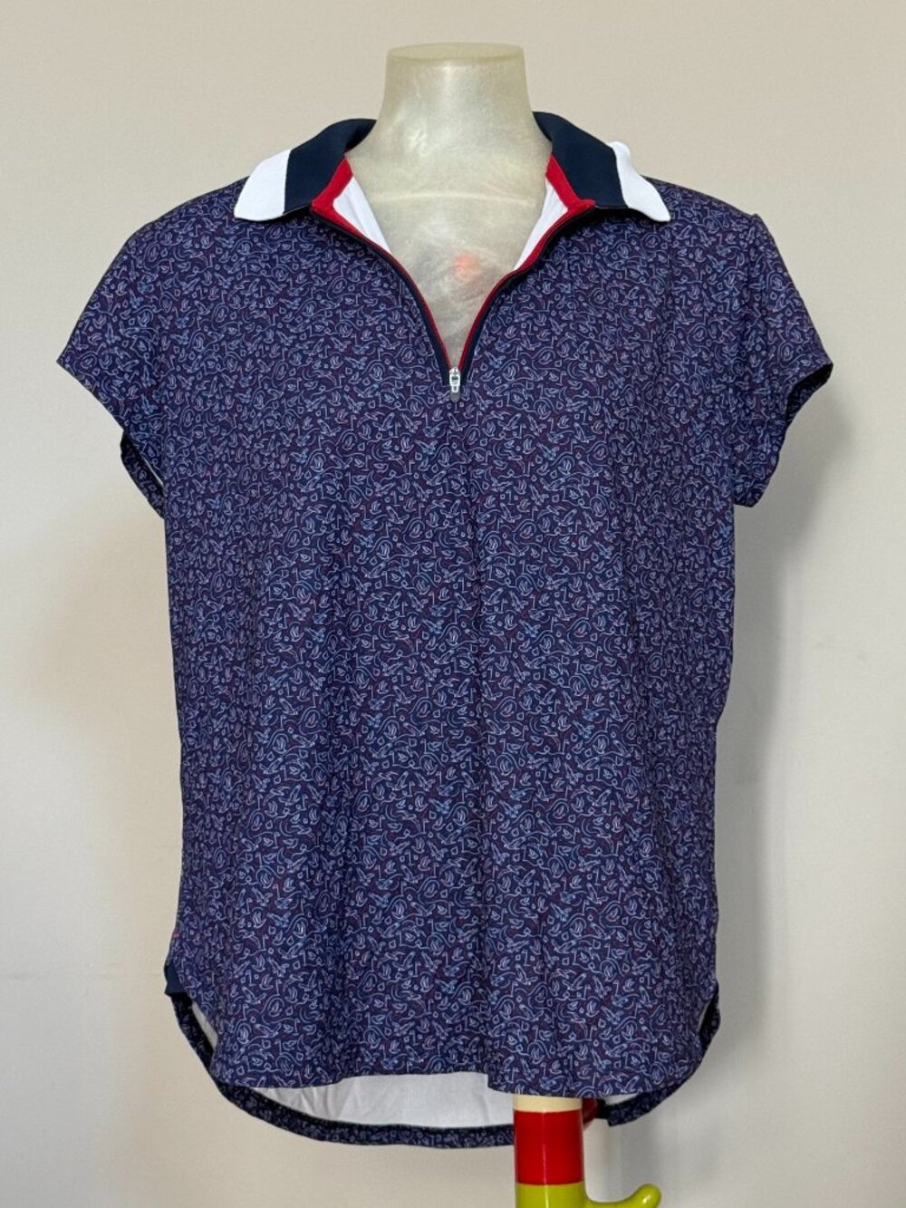 Peter Millar Women’s XL Bird Print Golf Polo UPF 50 Quarter Zip